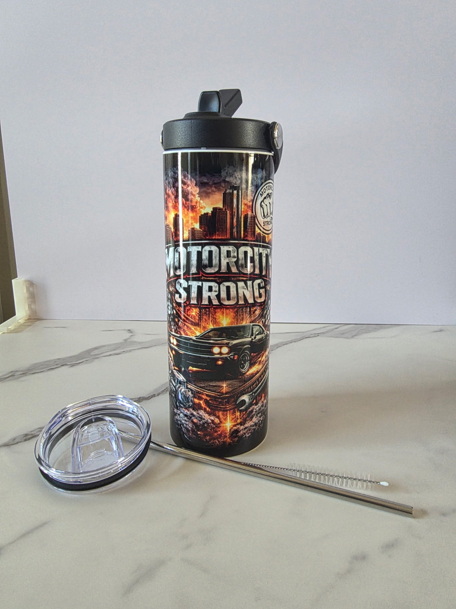 Motorcity Strong TM "Driven By Grit" 20oz Insulated Tumbler